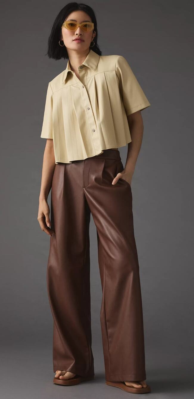Anthropologie Avec Les Filles Vegan Leather Wide Leg Pants Modern Cool Girl Chic